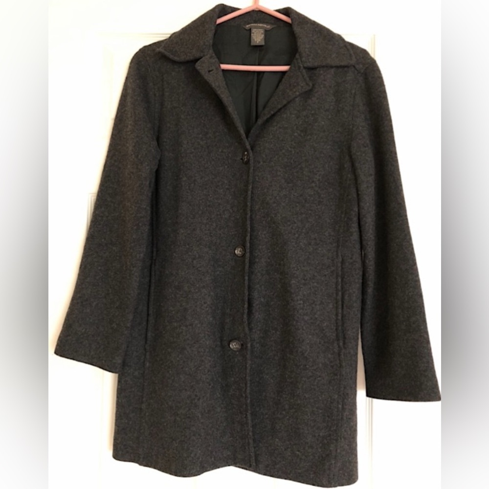 ❄️ Vintage Y2K BANANA REPUBLIC DARK GREY WOOL BLEND LINED COAT
